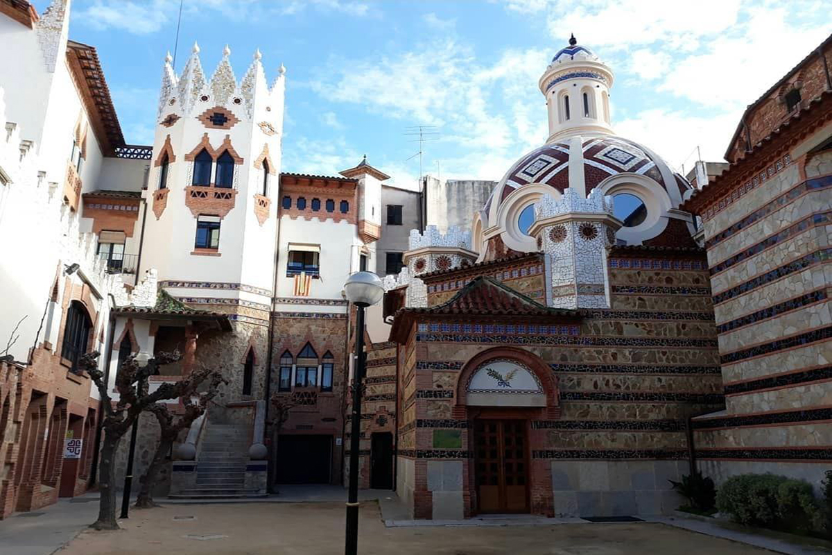 Parish Church of Sant Romà in Lloret de Mar with colourful mosaic roof