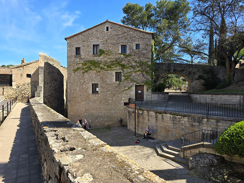 The Old town of Girona with a cobblestoned streets