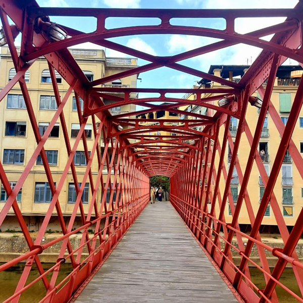 Red Eiffel bridge in Girona, designed by Gustave Eiffel