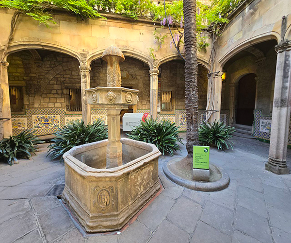 House of Archideacon in Barcelona - medieval building with Gothic-style courtyard