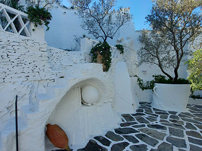 Courtyard of Salvador Dalí's House in Portlligat, with sculptures